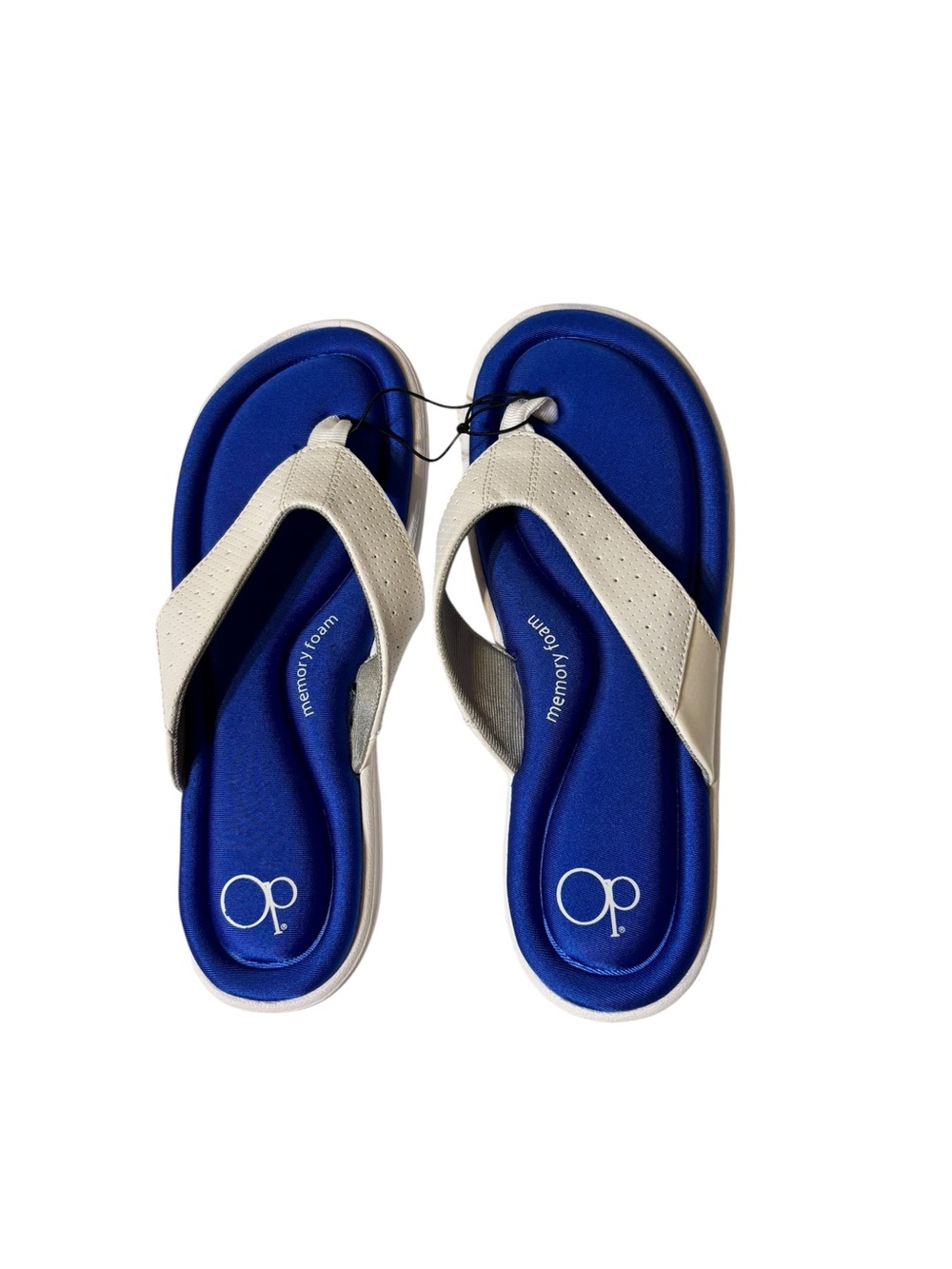 Ocean Pacific OP Memory Foam Flip Flops Women’s Size 9/10 White Blue NEW